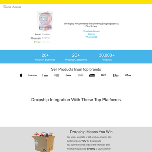 sunrise wholesale merchandise Screenshot