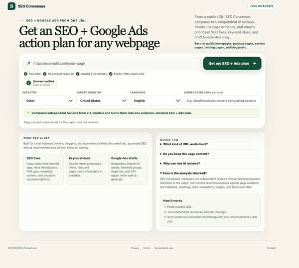 SEO Consensus Screenshot 1