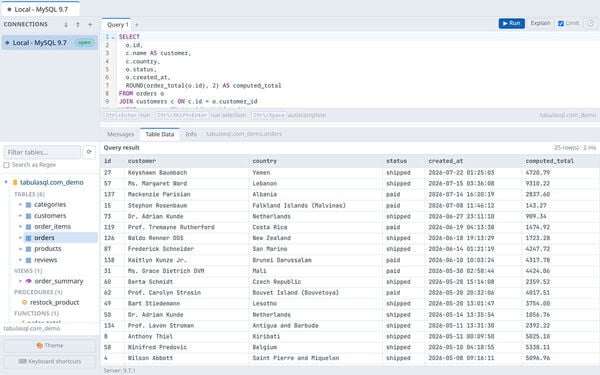 TabulaSQL Screenshot 3