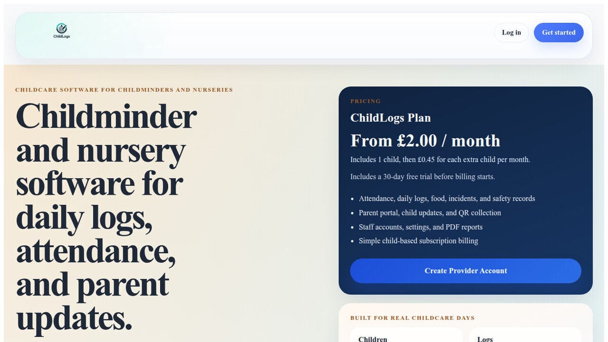 ChildLogs homepage
