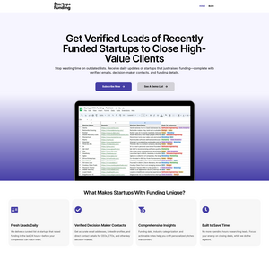 Startups With Funding Screenshot