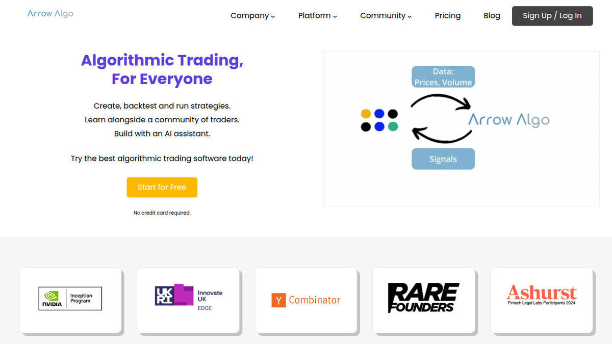 Arrow Algo homepage