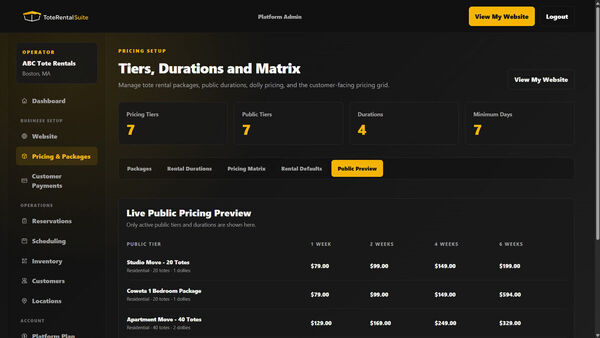 ToteRentalSuite Screenshot 3