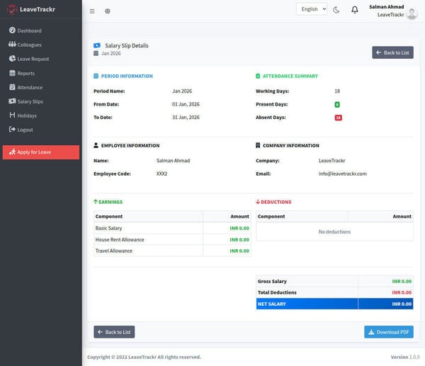 LeaveTrackr Screenshot 1