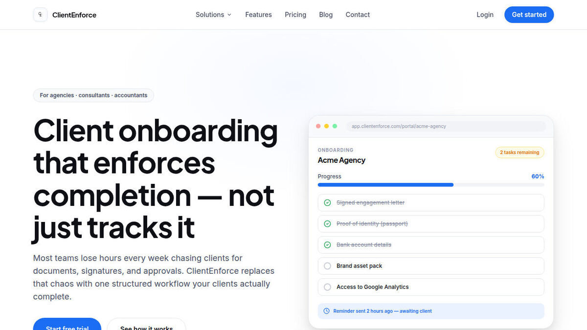 ClientEnforce homepage
