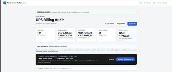 Parcel Invoice Auditor Screenshot 2