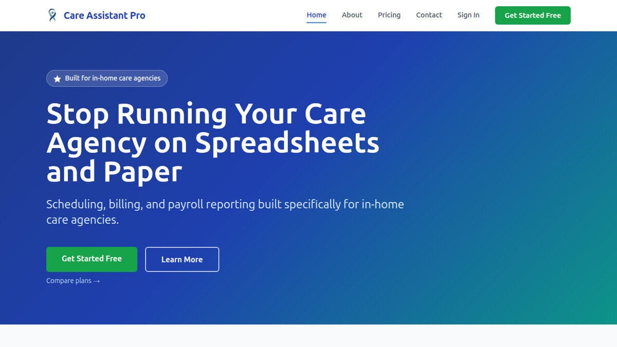 Care Assistant Pro homepage