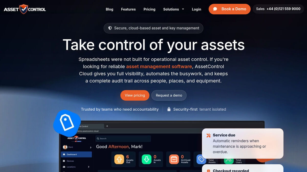 AssetControl Cloud homepage